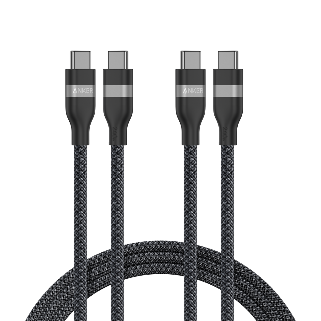 Anker USB-C to USB-C Cable (3 ft / 6 ft, 240W, Upcycled-Braided, 2-Pack)