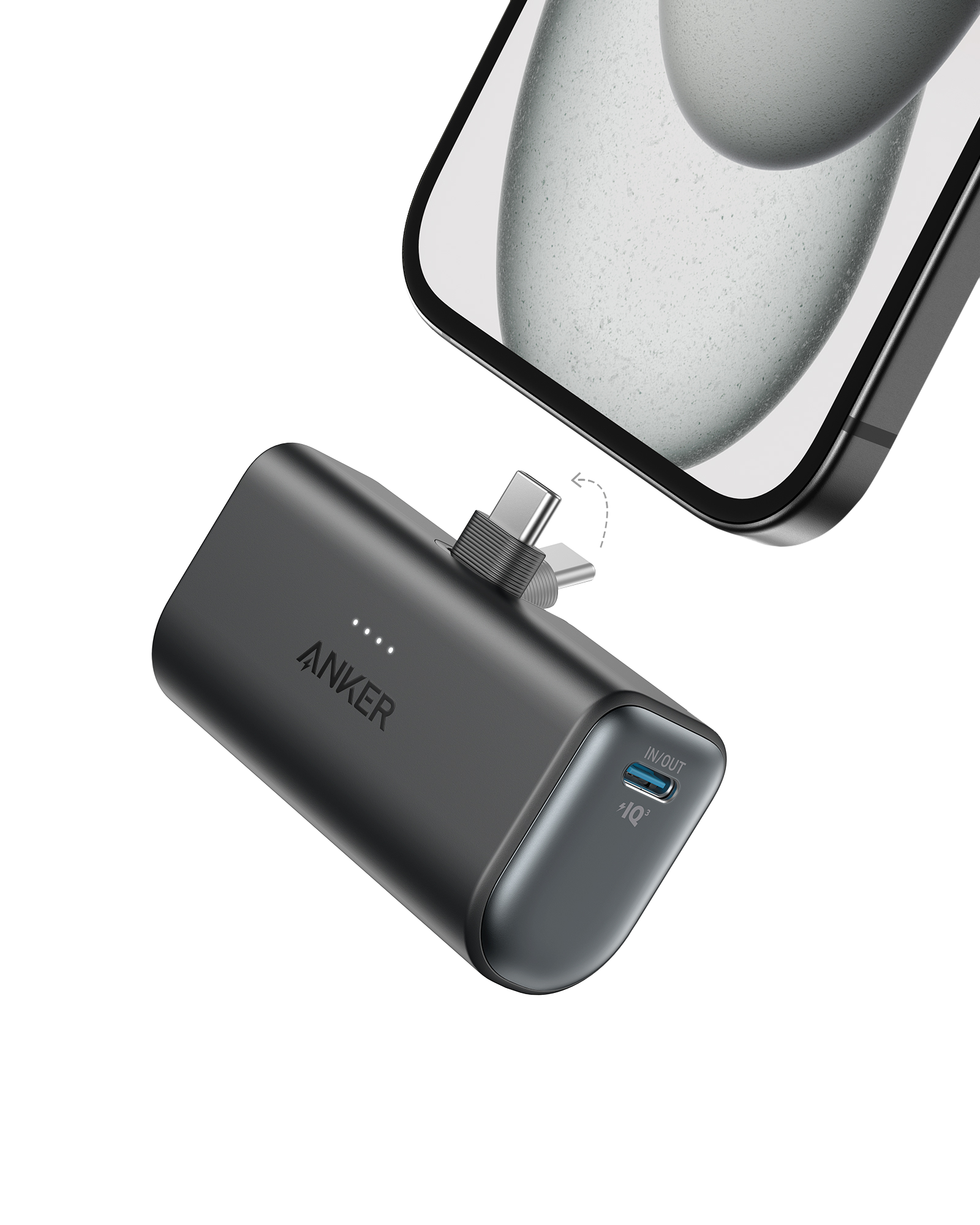 Anker power bank with rotating connector for fast charging