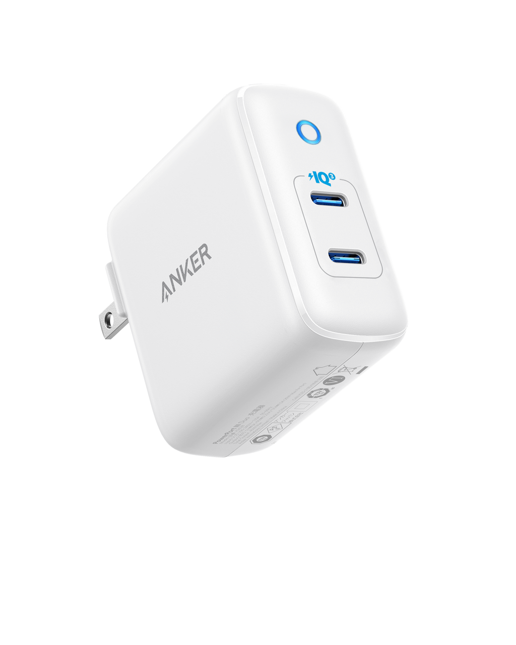 Anker white dual USB-C charger with IQ3 for power delivery