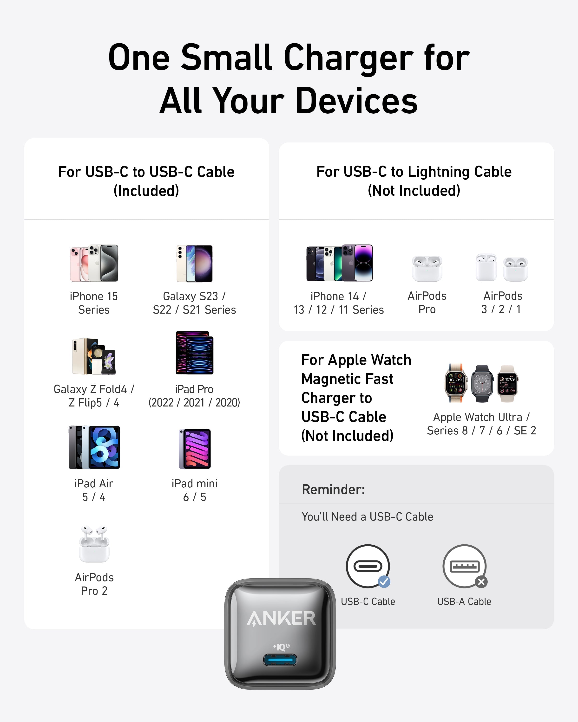 Bundle kit: Anker Nano Power Bank (30W, Built-In USB-C Cable) and Anker Nano Charger (20W)