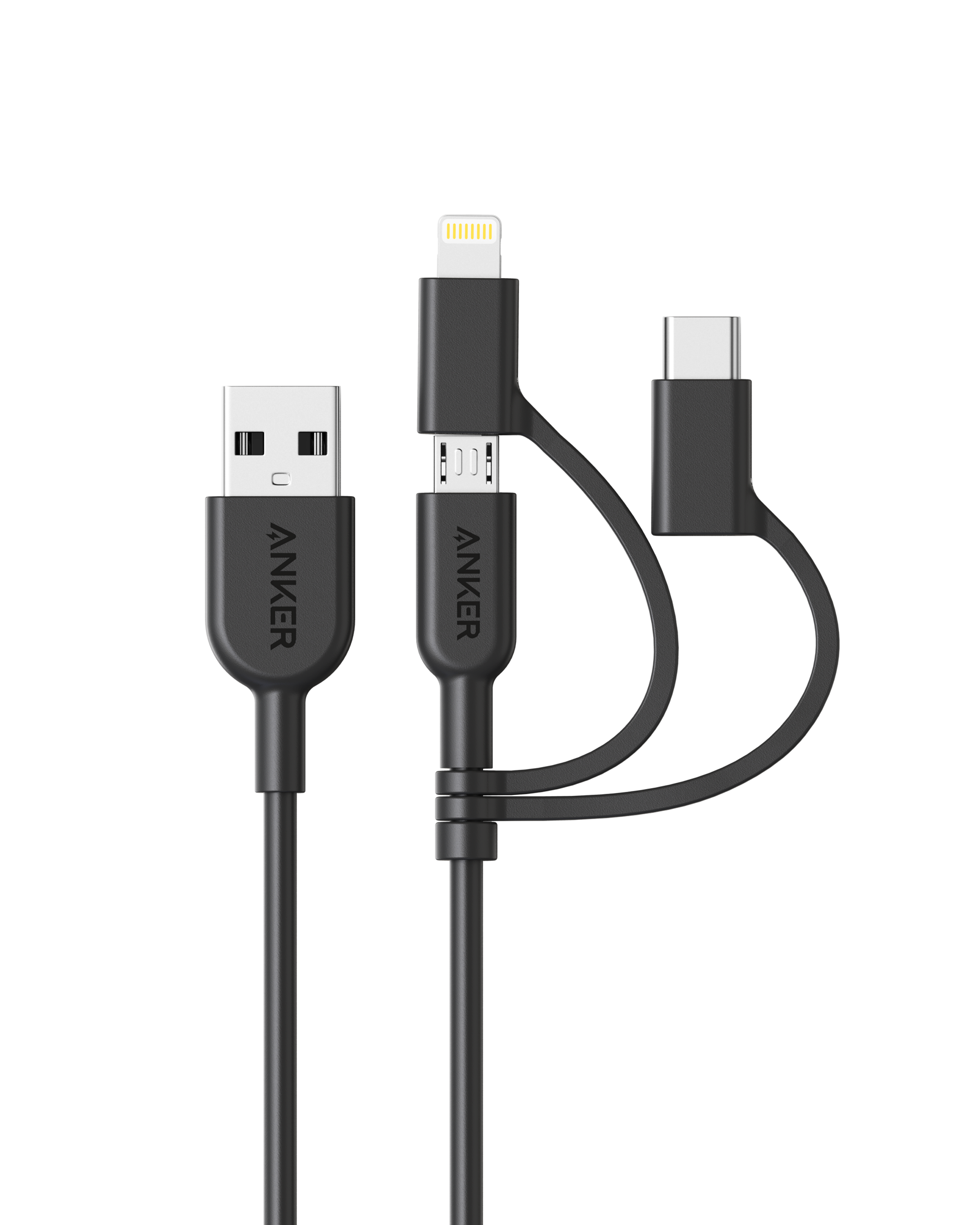 Anker 321 USB-A to Lightning Cable (3 ft 3-in-1)