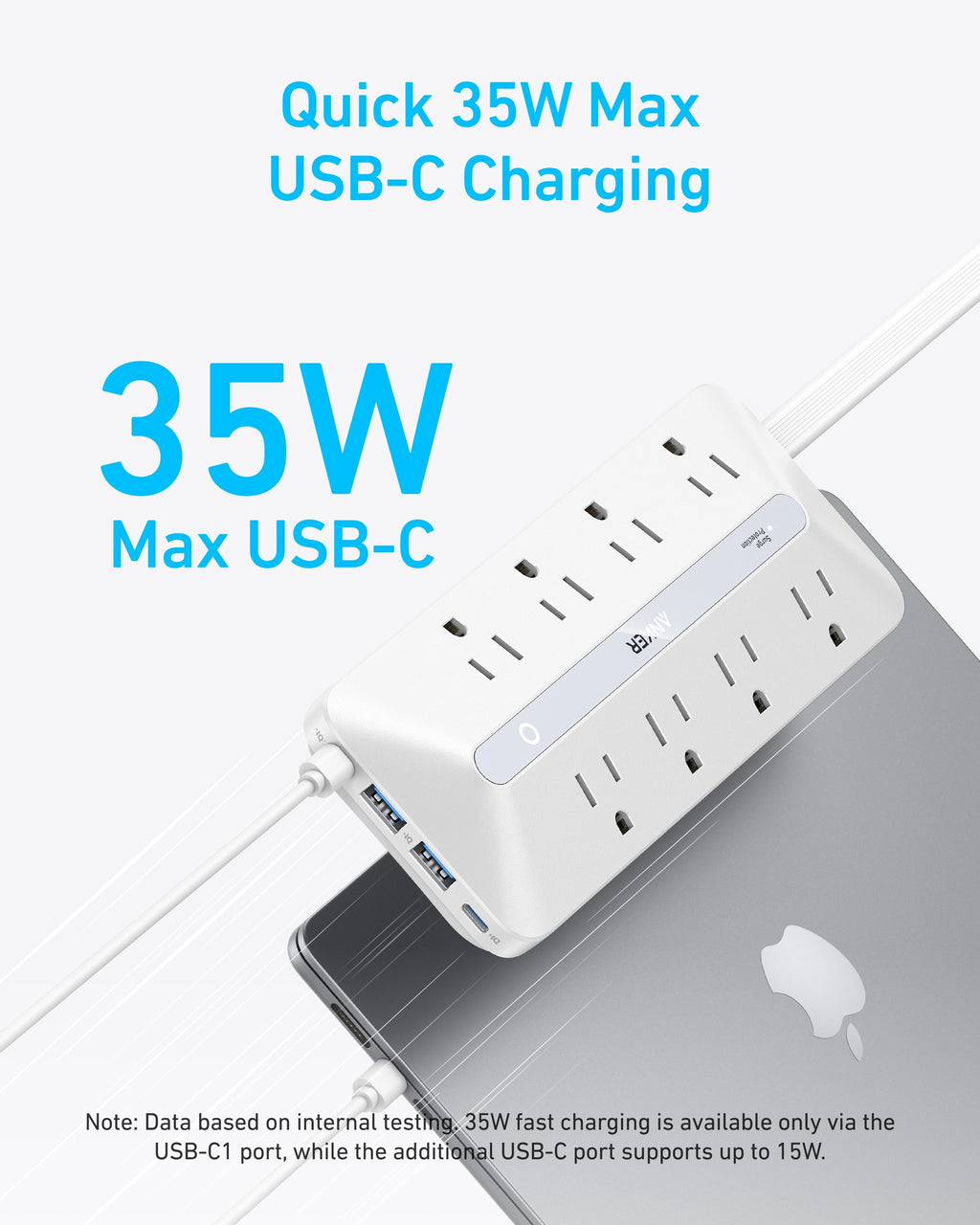 Anker power strip with 35W USB-C for fast charging