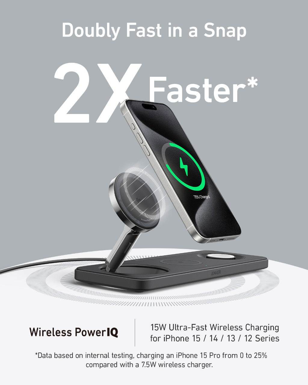 Refurbished Anker MagGo Wireless Charging Station (3-in-1 Pad)