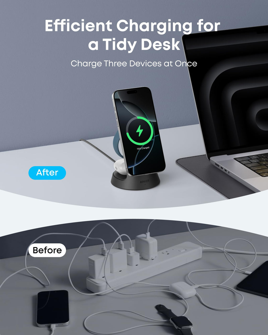 Anker with desk setup for efficient charging, keyword