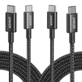New Nylon USB-C to USB-C 100W Cable (10 ft, 2-Pack）